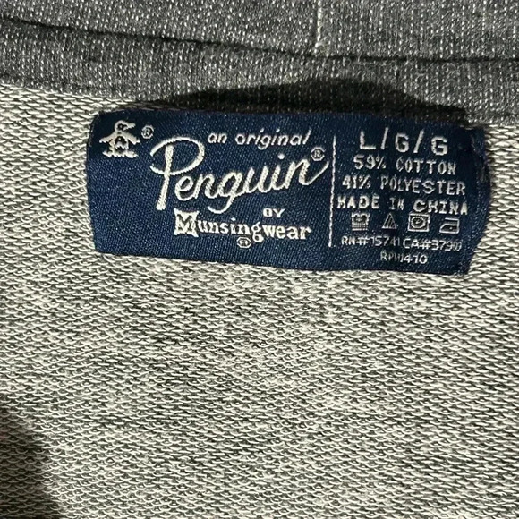 Original Penguin by Munsing Wear Size L Gray Hoodie Quarter Zip Longsleeve - Picture 4 of 5